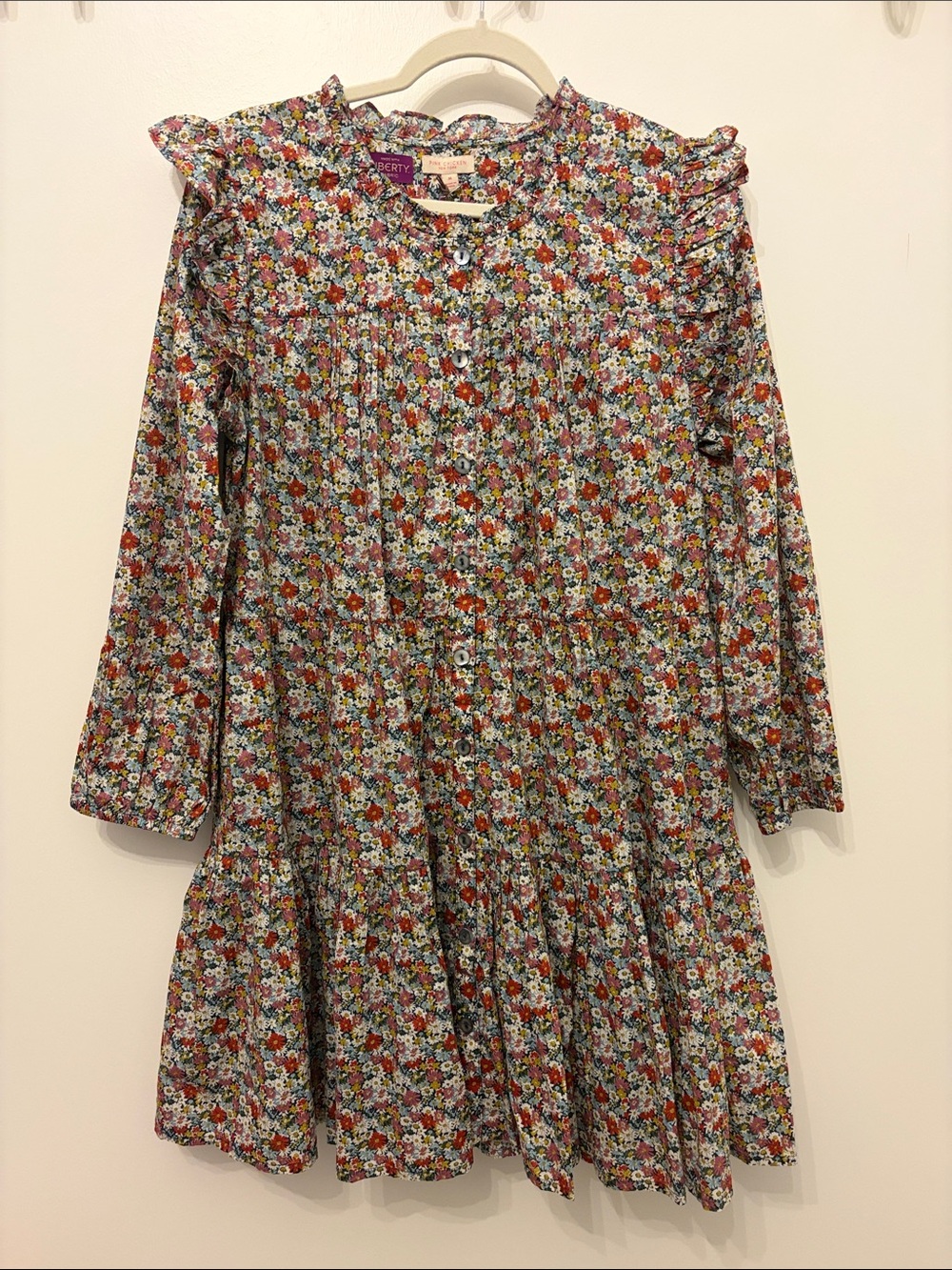 Pink Chicken liberty fabric Kalani Floral Long-Sleeve Dress